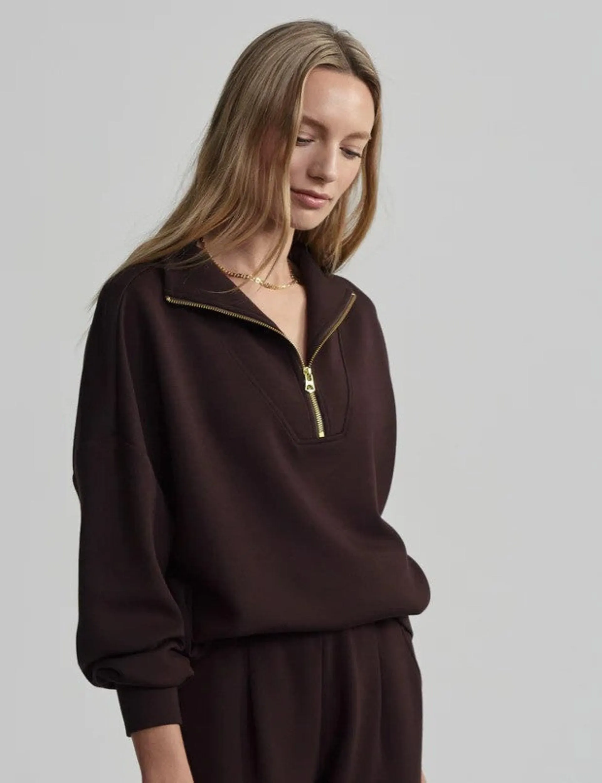 Pull à demi-fermeture Hawley - Fève de café
