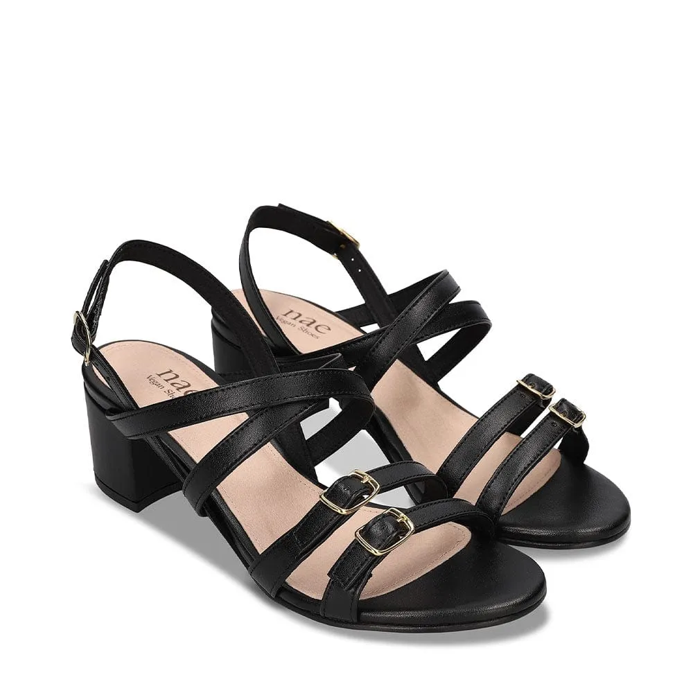 Sandales à talons pour femmes Hebea en similicuir vegan pomme | Noir