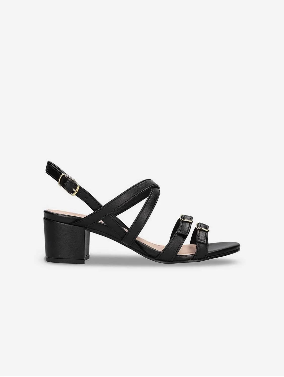 Sandales à talons pour femmes Hebea en similicuir vegan pomme | Noir