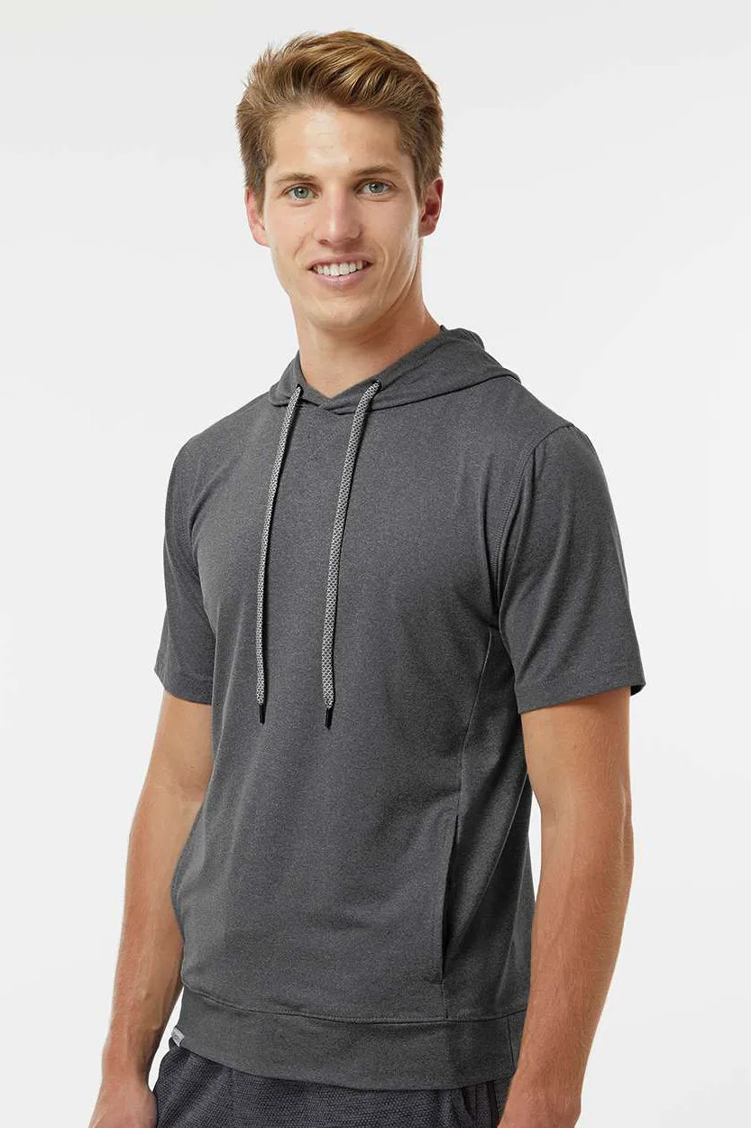 Holloway Sweat à capuche pour hommes Eco Revive Ventura à manches courtes avec poches et évacuation de l'humidité - Gris anthracite chiné
