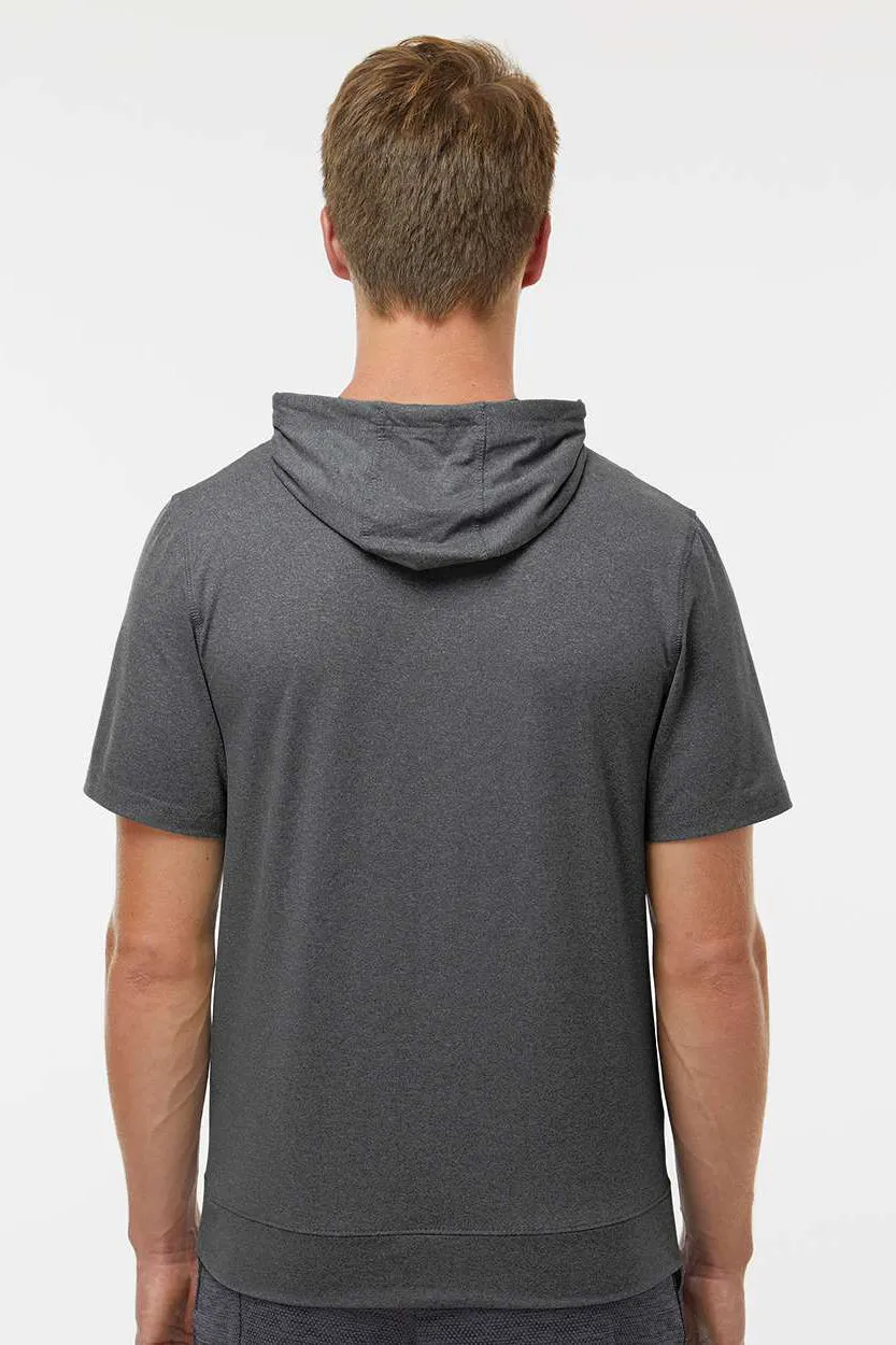 Holloway Sweat à capuche pour hommes Eco Revive Ventura à manches courtes avec poches et évacuation de l'humidité - Gris anthracite chiné