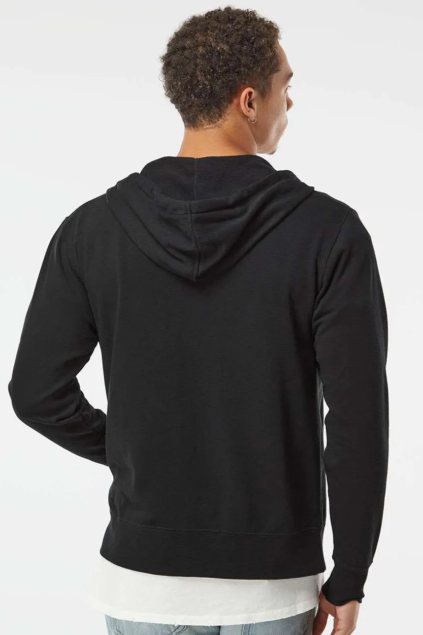 Veste à capuche indépendante pour hommes en French Terry avec fermeture éclair complète et poches - Noir