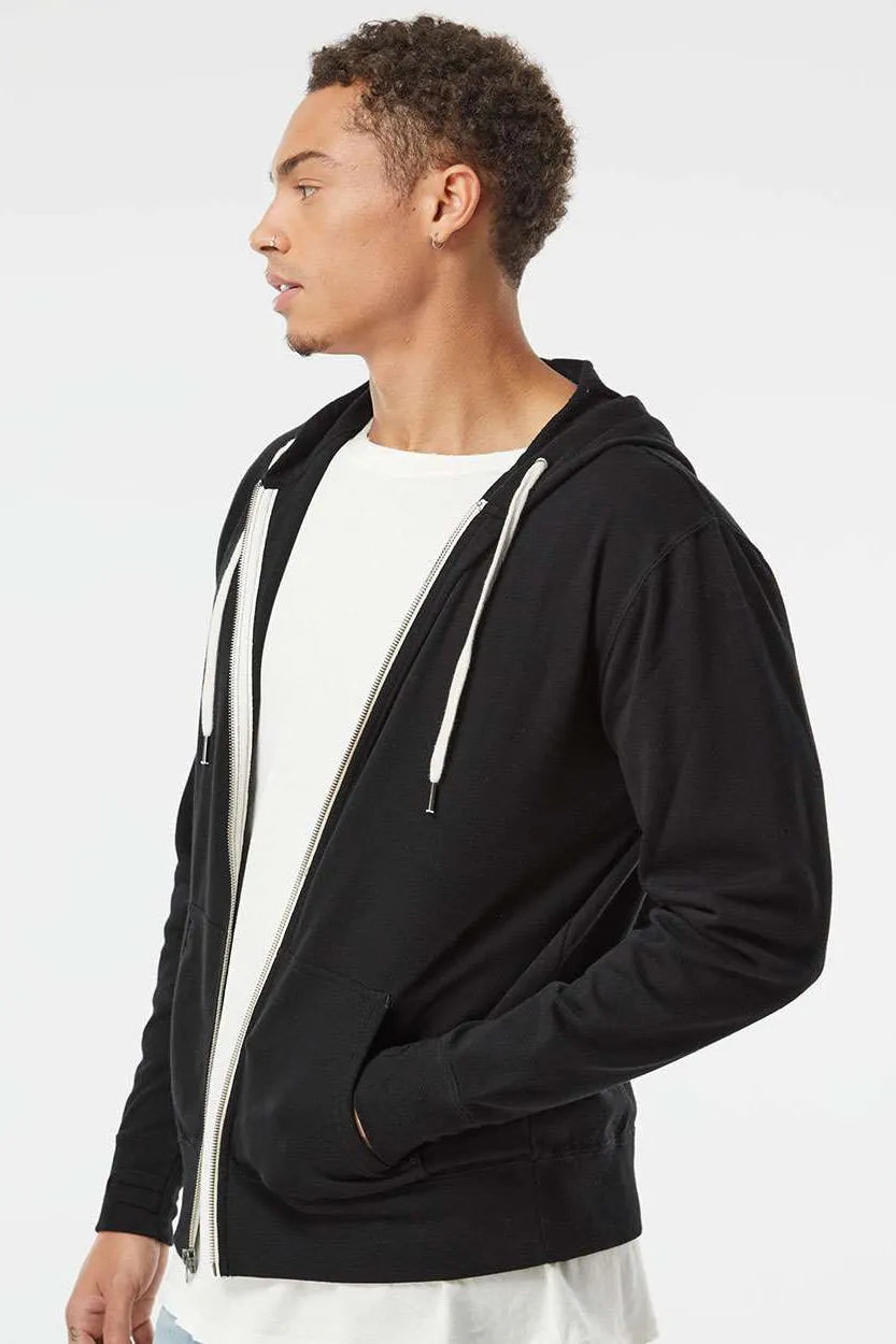 Veste à capuche indépendante pour hommes en French Terry avec fermeture éclair complète et poches - Noir