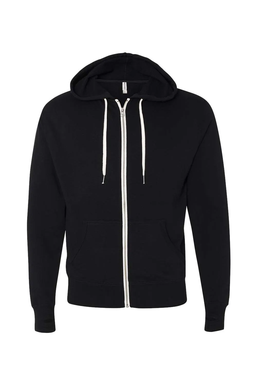 Veste à capuche indépendante pour hommes en French Terry avec fermeture éclair complète et poches - Noir