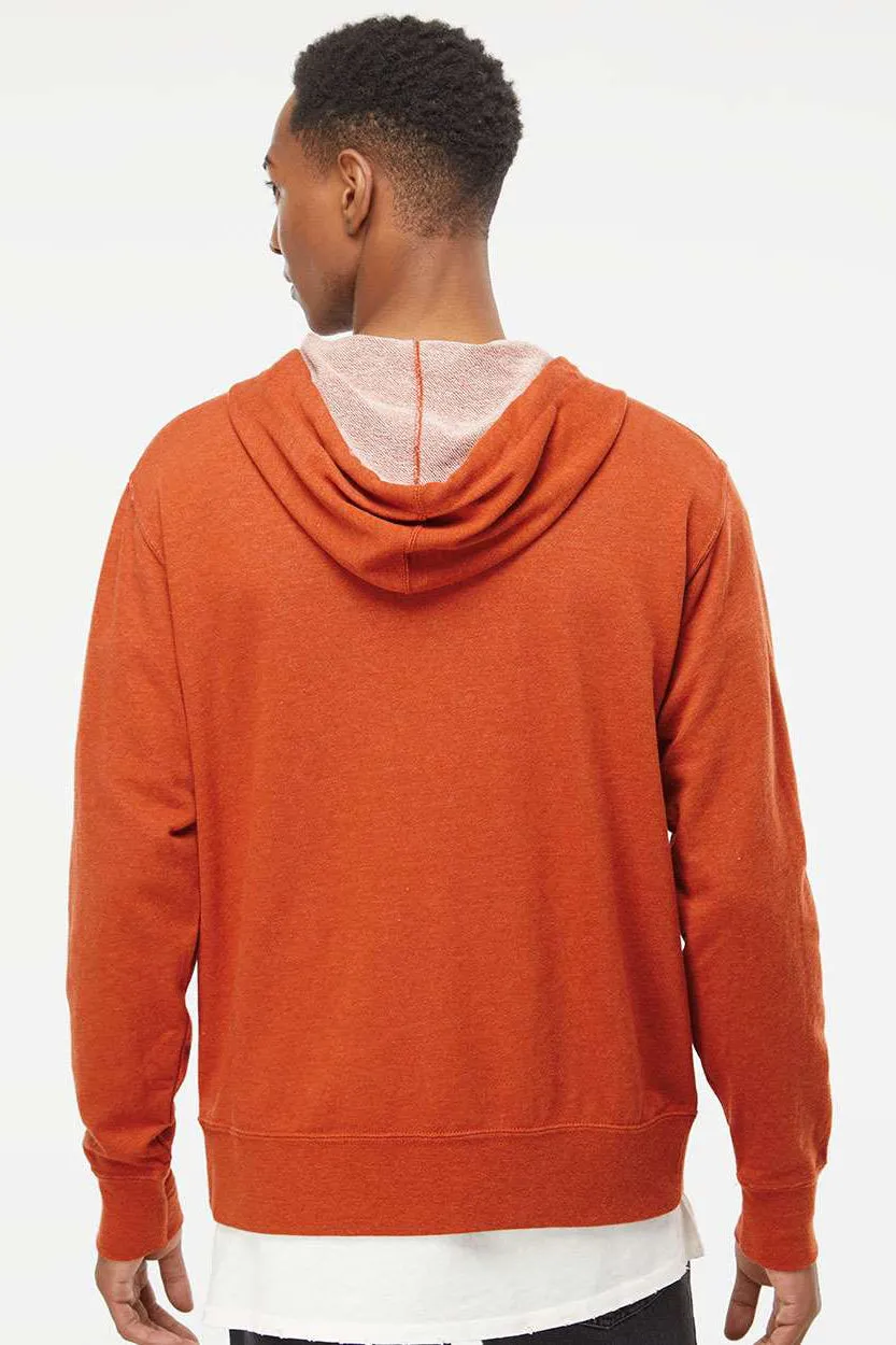 Veste à capuche indépendante pour hommes en French Terry avec fermeture éclair complète et poches - Orange brûlé chiné