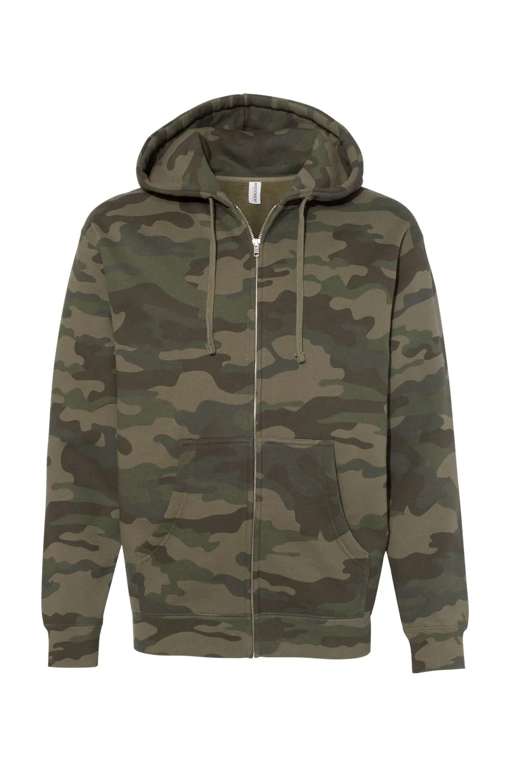 Veste à capuche indépendante pour hommes avec fermeture éclair complète et poches - Camouflage vert forêt