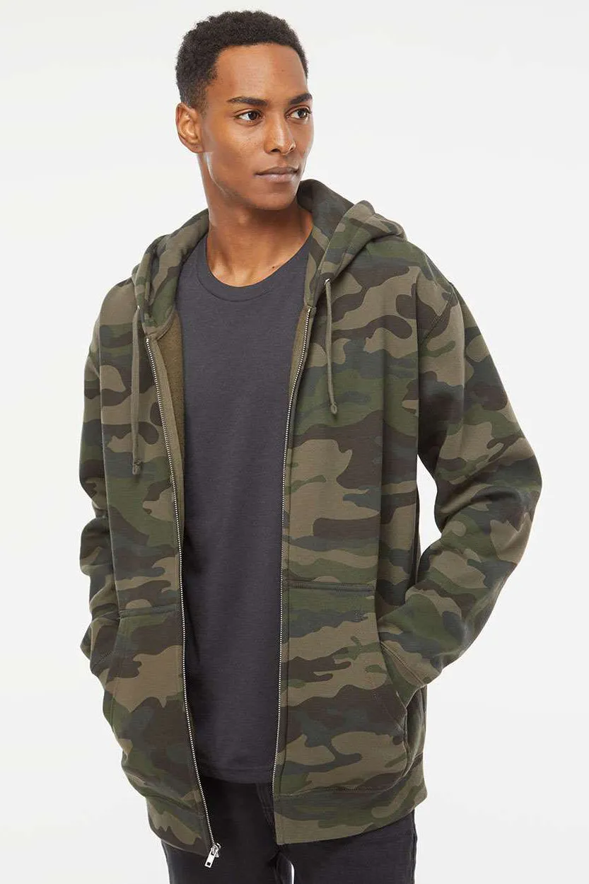 Veste à capuche indépendante pour hommes avec fermeture éclair complète et poches - Camouflage vert forêt