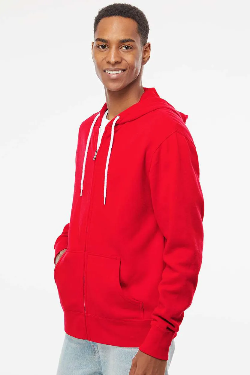 Veste à capuche indépendante pour hommes avec fermeture éclair complète et poches - Rouge