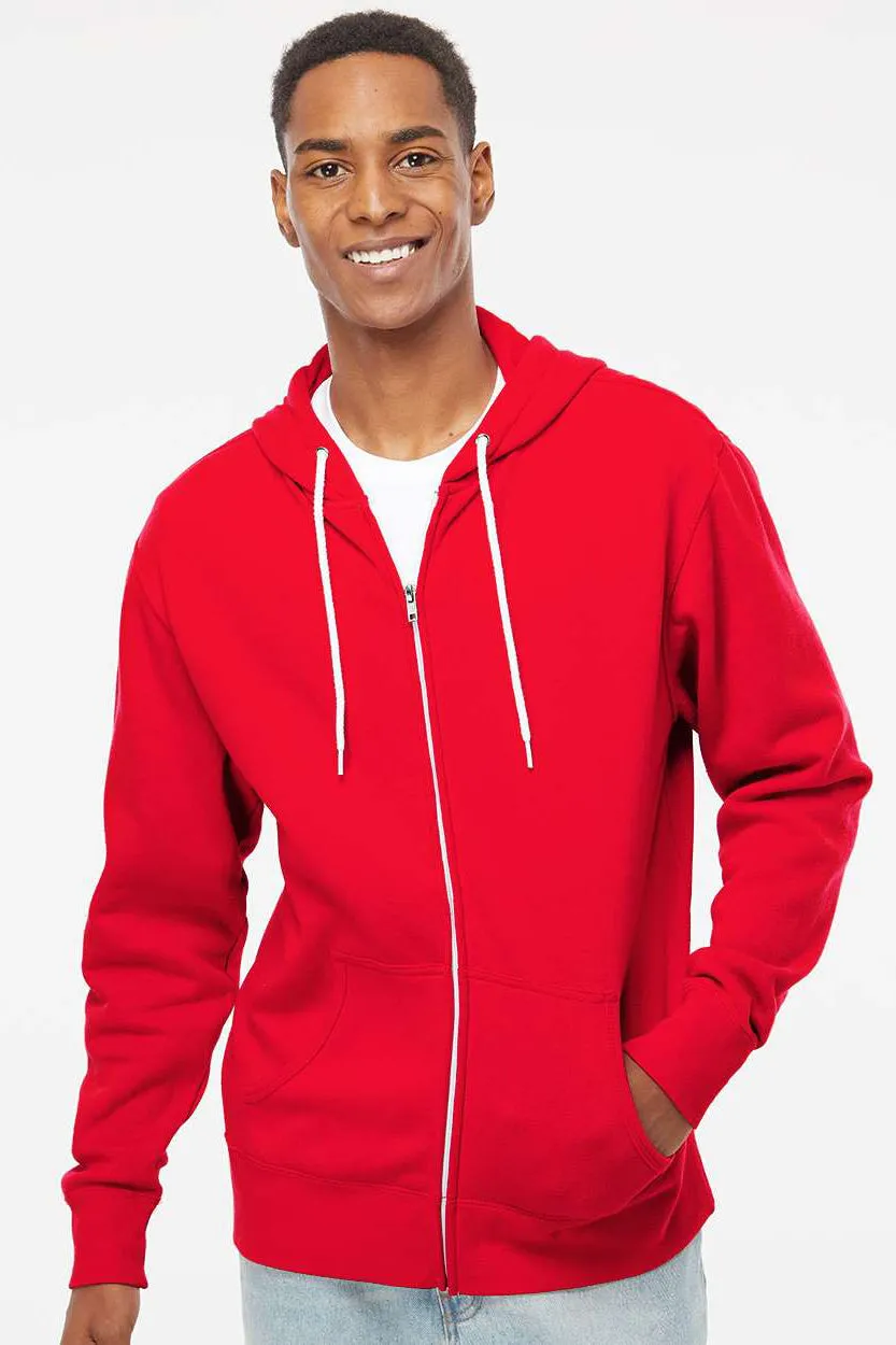 Veste à capuche indépendante pour hommes avec fermeture éclair complète et poches - Rouge