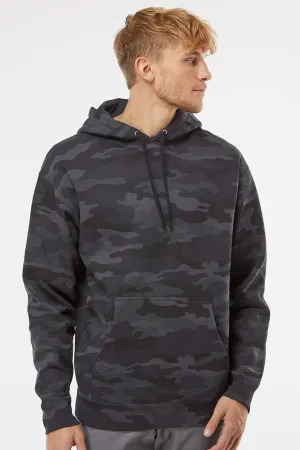 Independent Trading Company Mens Hooded Sweatshirt Hoodie w/ Pouch Pocket - Black Camo