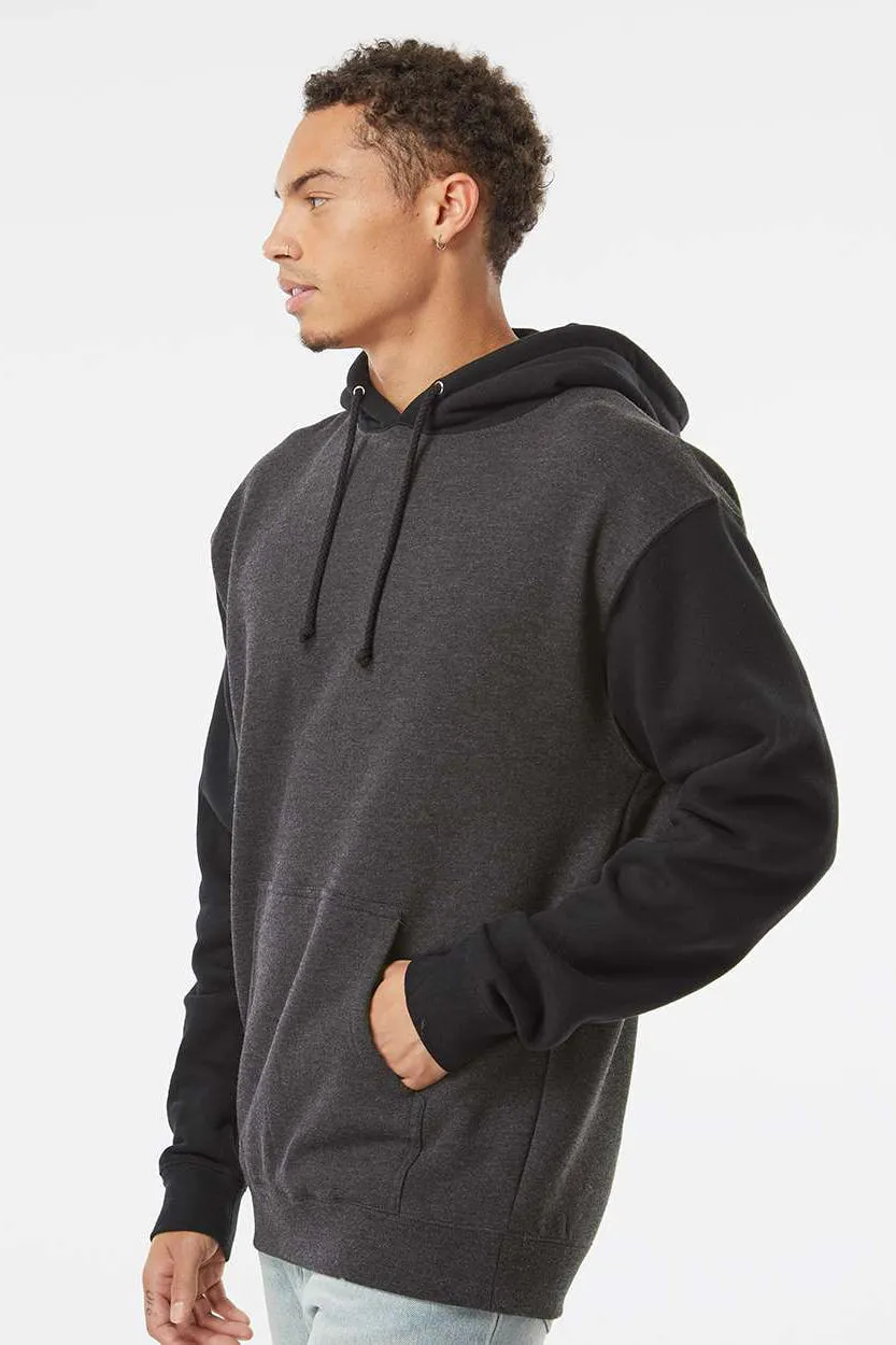 Veste à capuche indépendante pour hommes avec poche kangourou - Gris anthracite chiné/Noir
