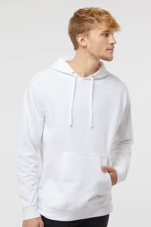 Independent Trading Company Mens Hooded Sweatshirt Hoodie w/ Pouch Pocket - White