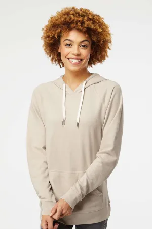 Independent Trading Company Mens Icon Loopback Terry Hooded Sweatshirt Hoodie w/ Pouch Pocket - Sand