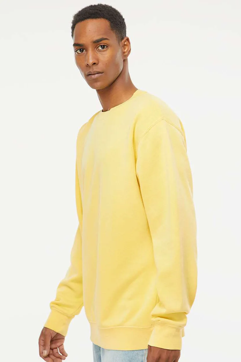 Independent Trading Company Sweat-shirt à col rond teint avec pigment pour homme - Jaune
