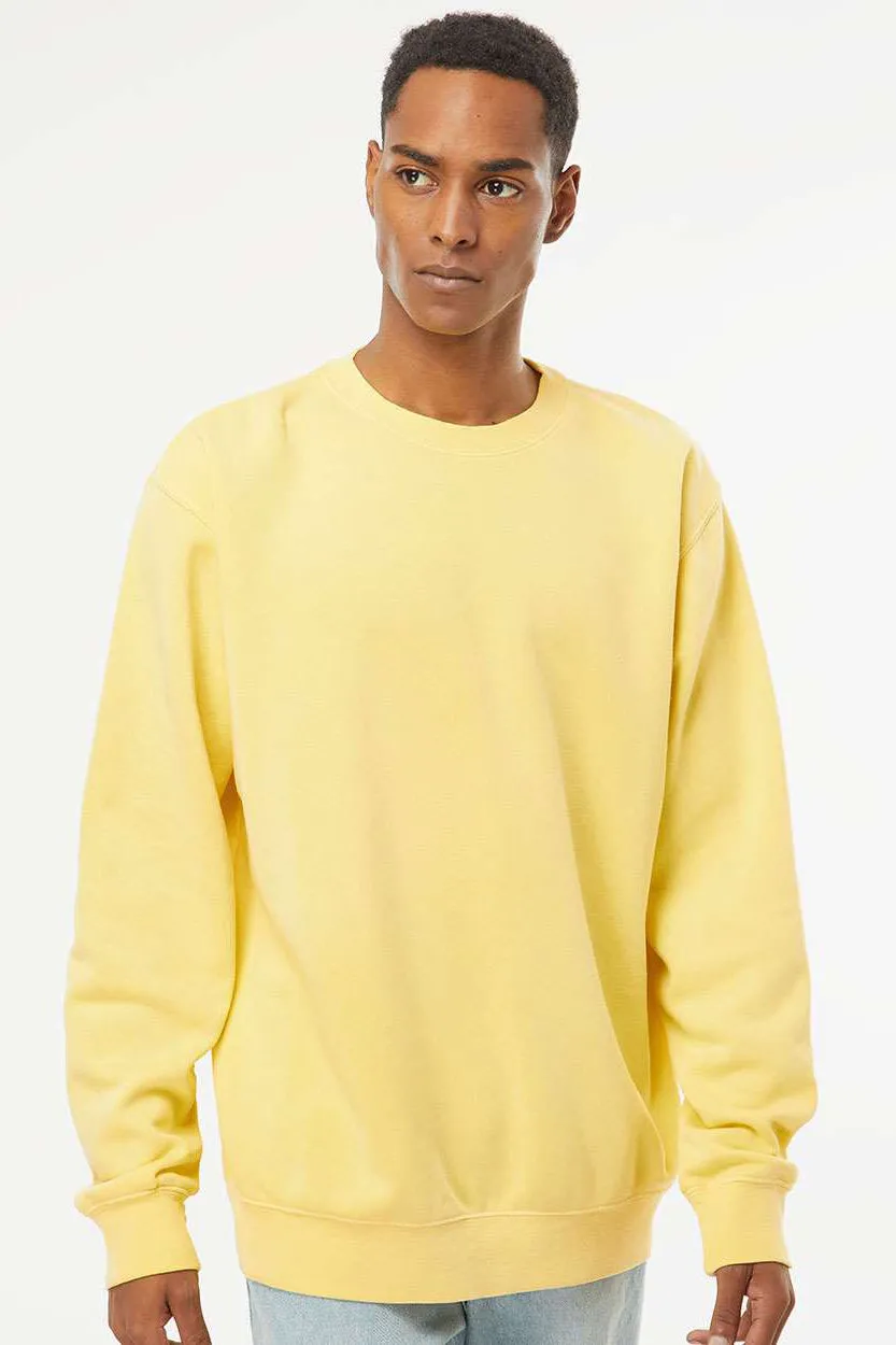 Independent Trading Company Sweat-shirt à col rond teint avec pigment pour homme - Jaune
