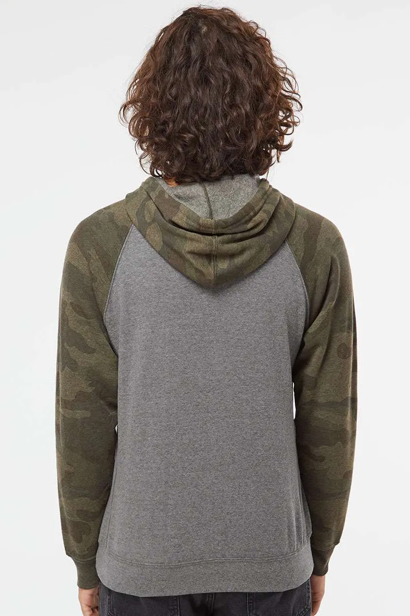 Veste à capuche avec poche kangourou Special Blend pour hommes de Independent Trading Company - Camouflage Gris Nickel Heather/Vert Forêt