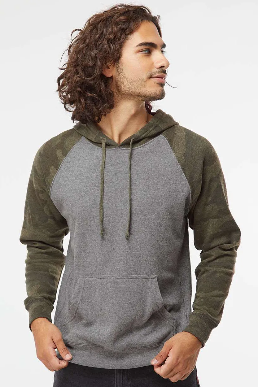 Veste à capuche avec poche kangourou Special Blend pour hommes de Independent Trading Company - Camouflage Gris Nickel Heather/Vert Forêt