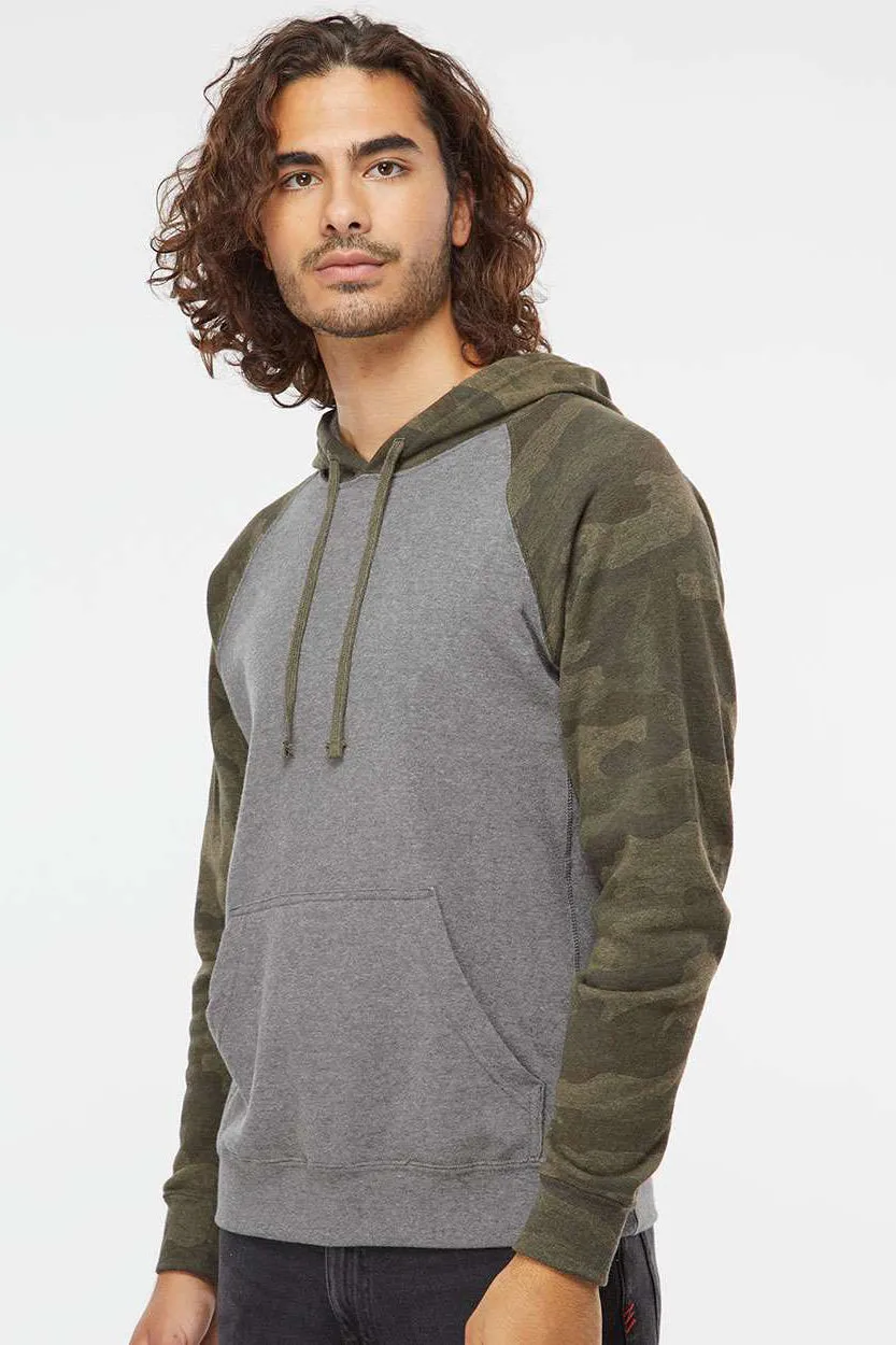 Veste à capuche avec poche kangourou Special Blend pour hommes de Independent Trading Company - Camouflage Gris Nickel Heather/Vert Forêt