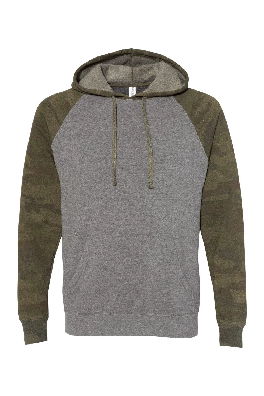 Veste à capuche avec poche kangourou Special Blend pour hommes de Independent Trading Company - Camouflage Gris Nickel Heather/Vert Forêt