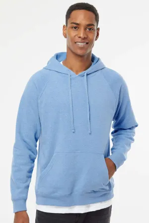 Independent Trading Company Mens Special Blend Raglan Hooded Sweatshirt Hoodie w/ Pouch Pocket - Pacific Blue