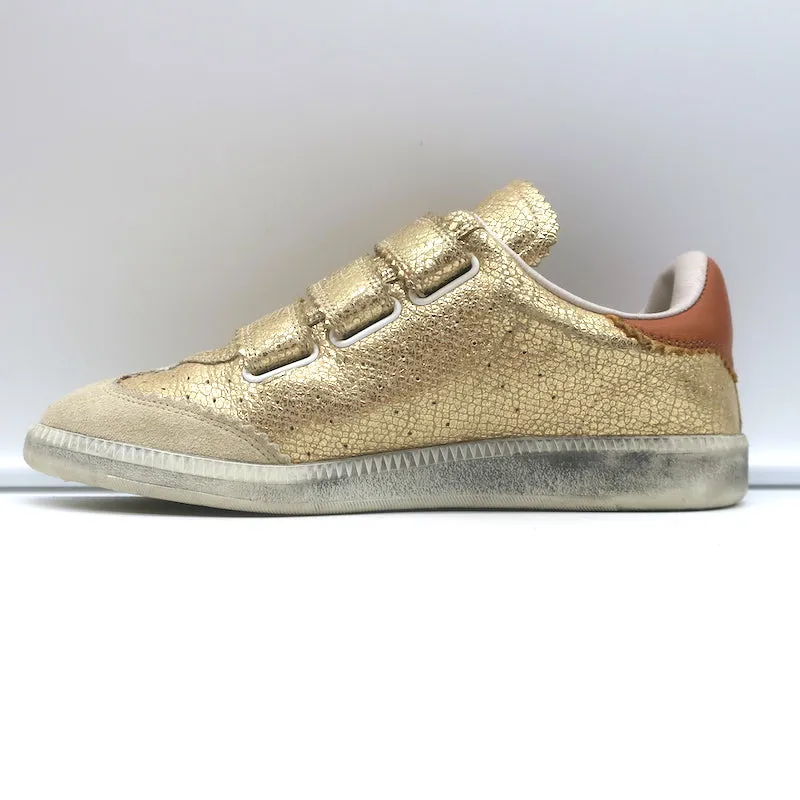 Isabel Marant Beth Sneakers Éclair Doré Cuir Métallisé Craquelé Taille 37