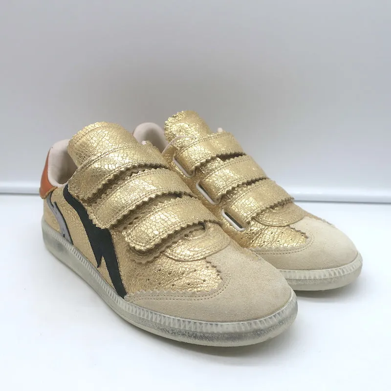 Isabel Marant Beth Sneakers Éclair Doré Cuir Métallisé Craquelé Taille 37