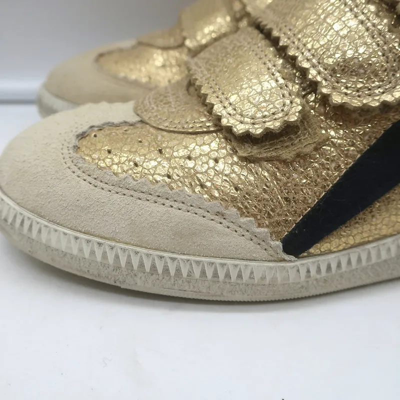 Isabel Marant Beth Sneakers Éclair Doré Cuir Métallisé Craquelé Taille 37