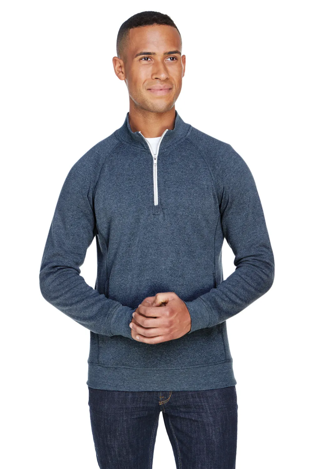 Pull à capuche en polaire pour homme J America avec poches et fermeture 1/4 - Bleu marine
