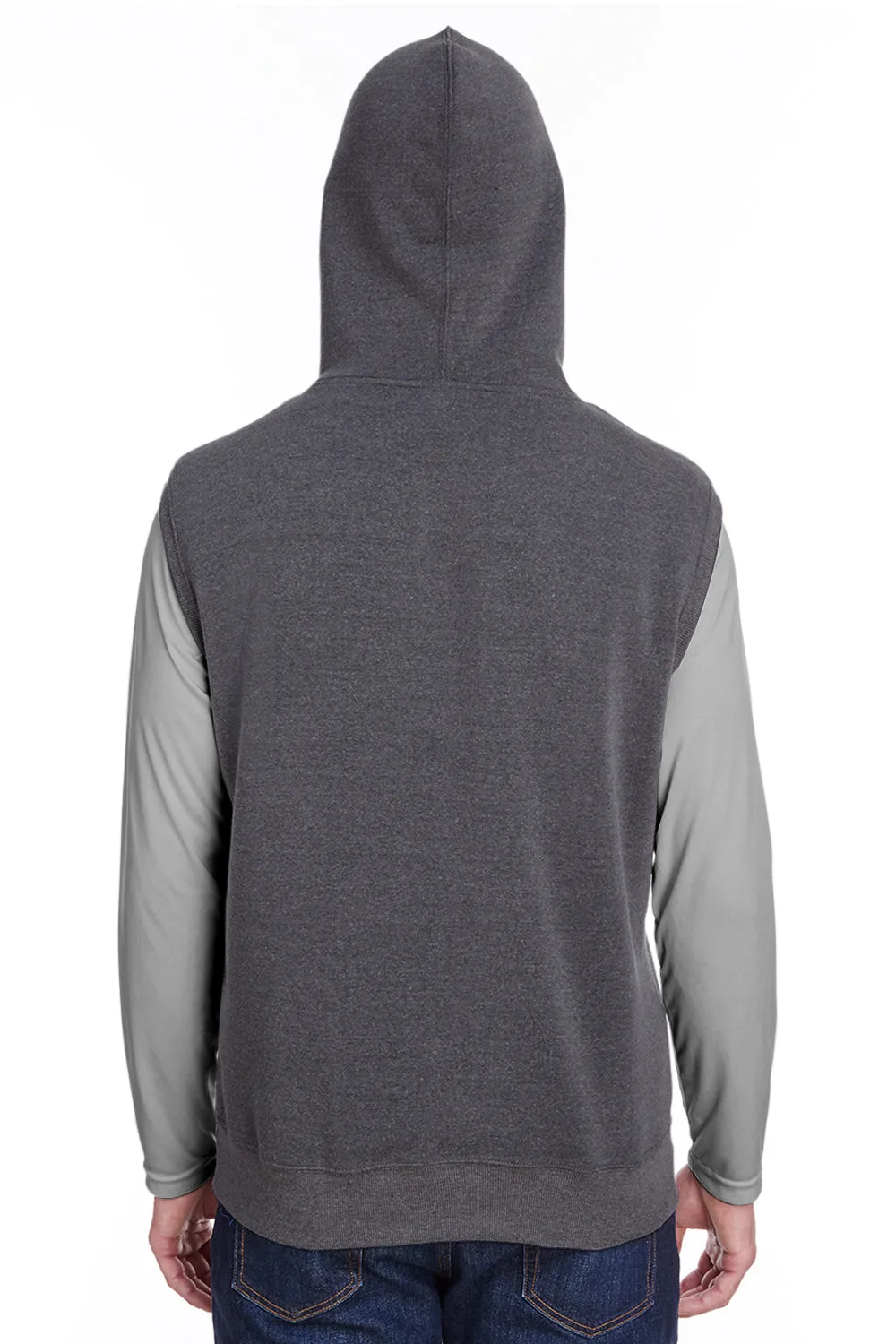 J America Sweat à capuche sans manches pour hommes avec poche kangourou - Noir Triblend