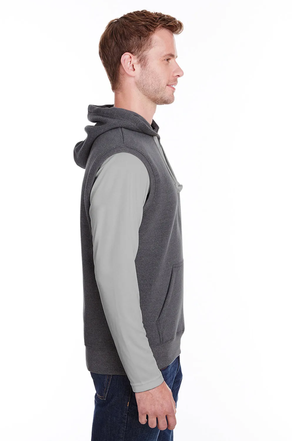 J America Sweat à capuche sans manches pour hommes avec poche kangourou - Noir Triblend