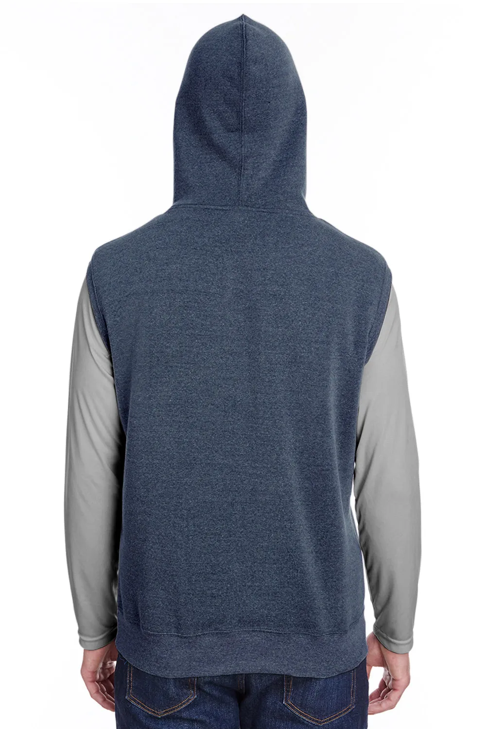 J America Sweat à capuche sans manches pour hommes en polaire avec poche kangourou - Bleu marine vrai