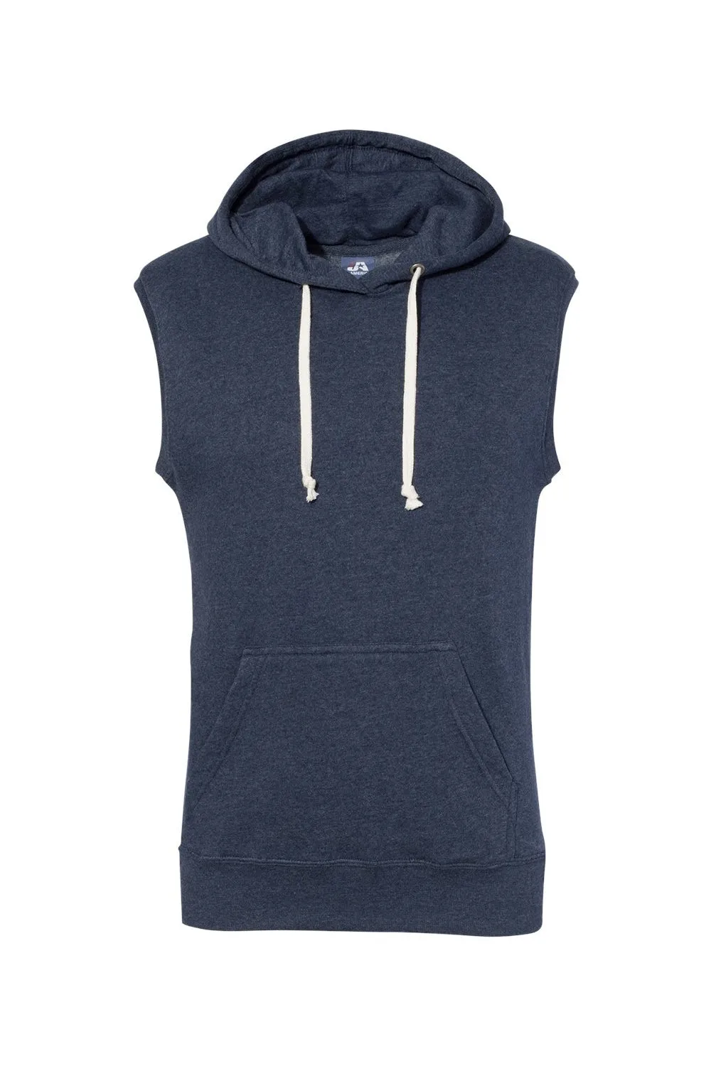 J America Sweat à capuche sans manches pour hommes en polaire avec poche kangourou - Bleu marine vrai
