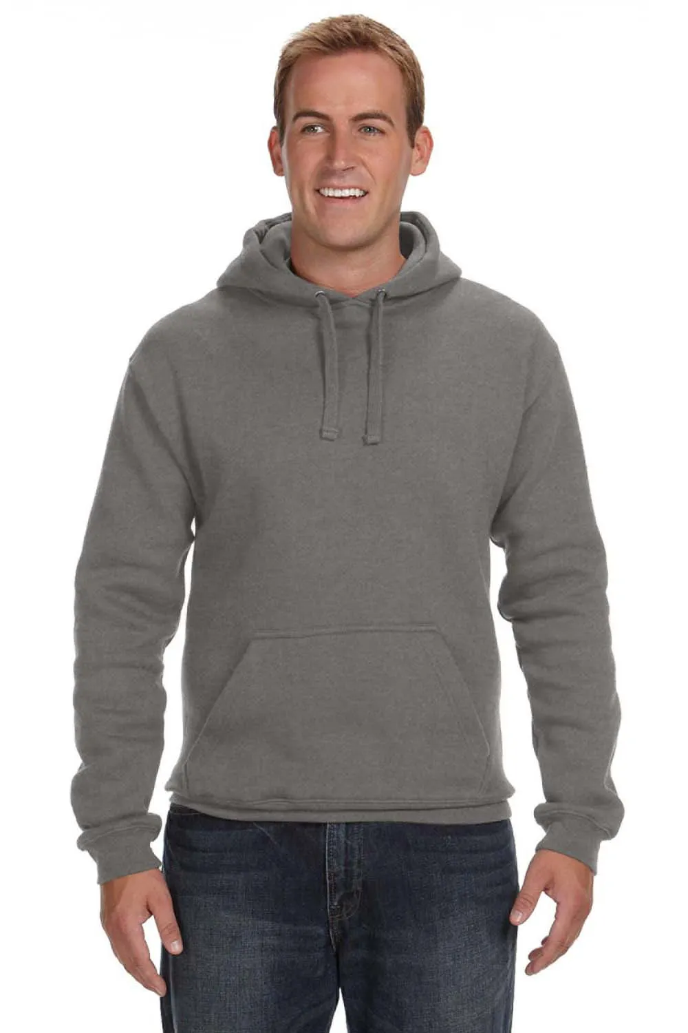 J America Sweat à capuche en polaire premium pour hommes avec poche kangourou - Gris anthracite chiné