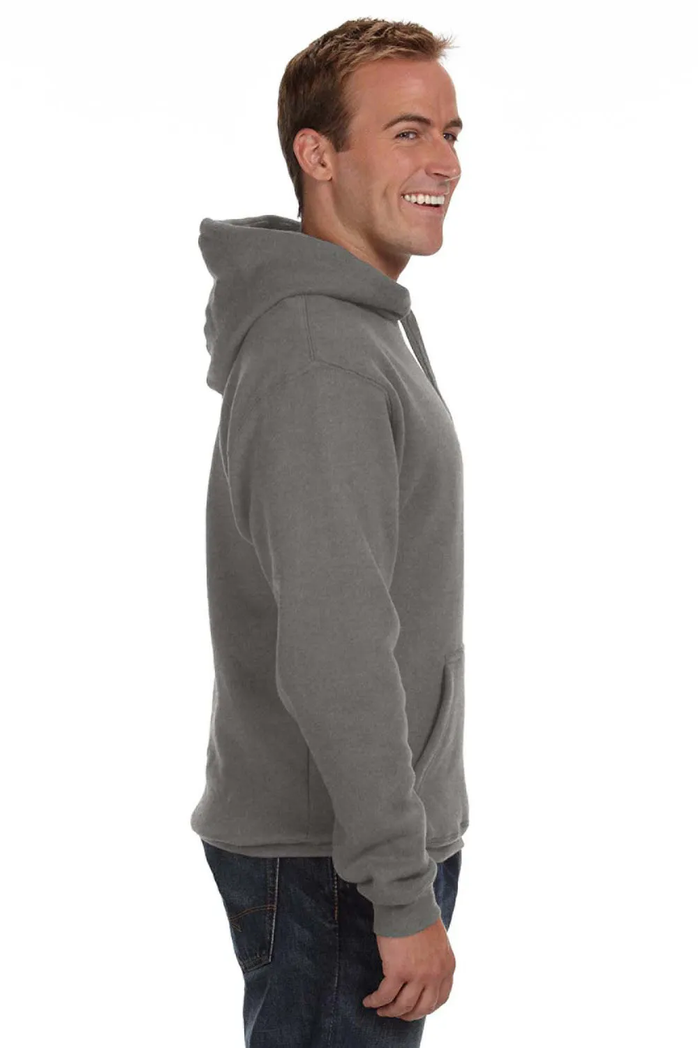 J America Sweat à capuche en polaire premium pour hommes avec poche kangourou - Gris anthracite chiné