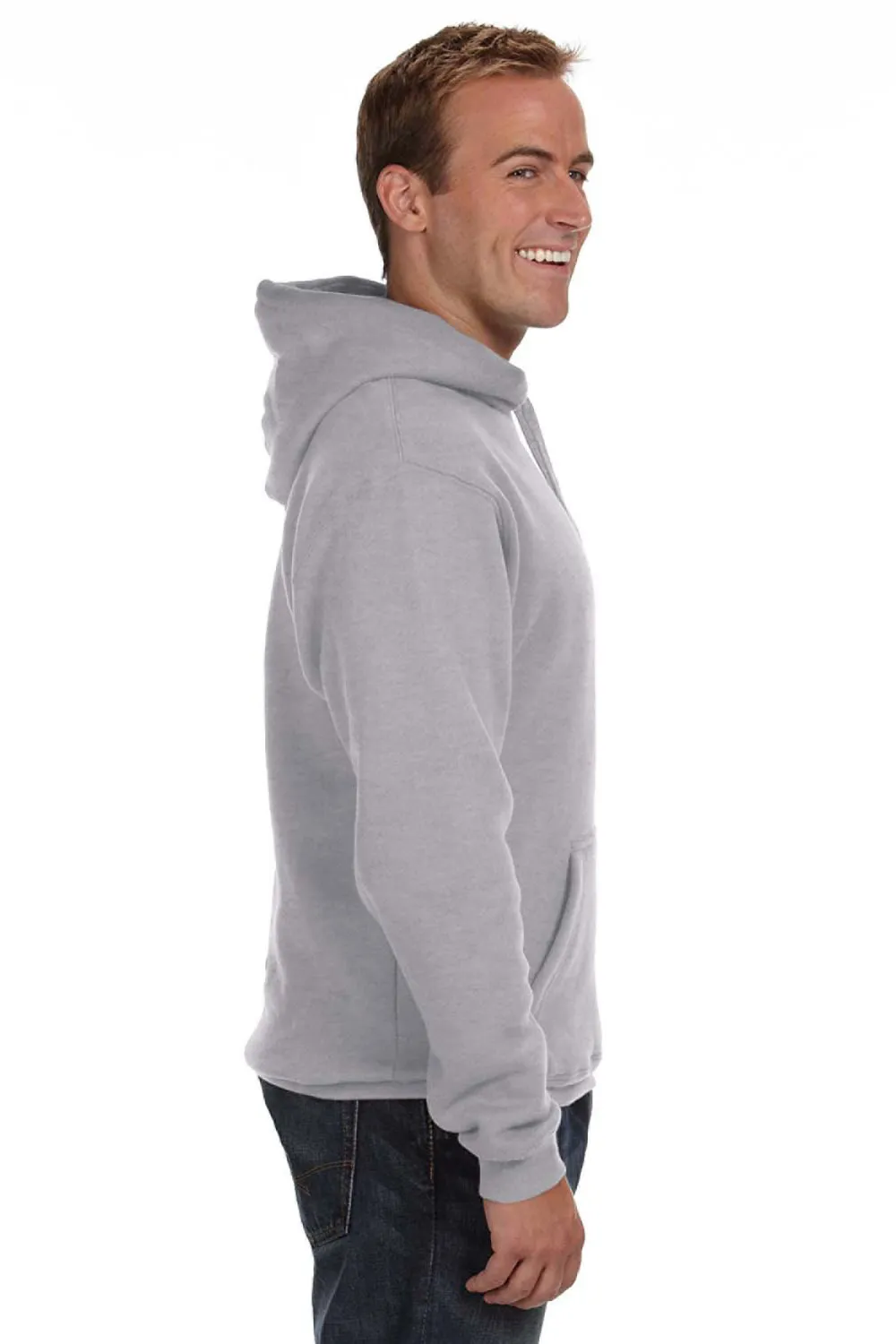 J America Sweat à capuche en polaire premium pour hommes avec poche kangourou - Gris Oxford