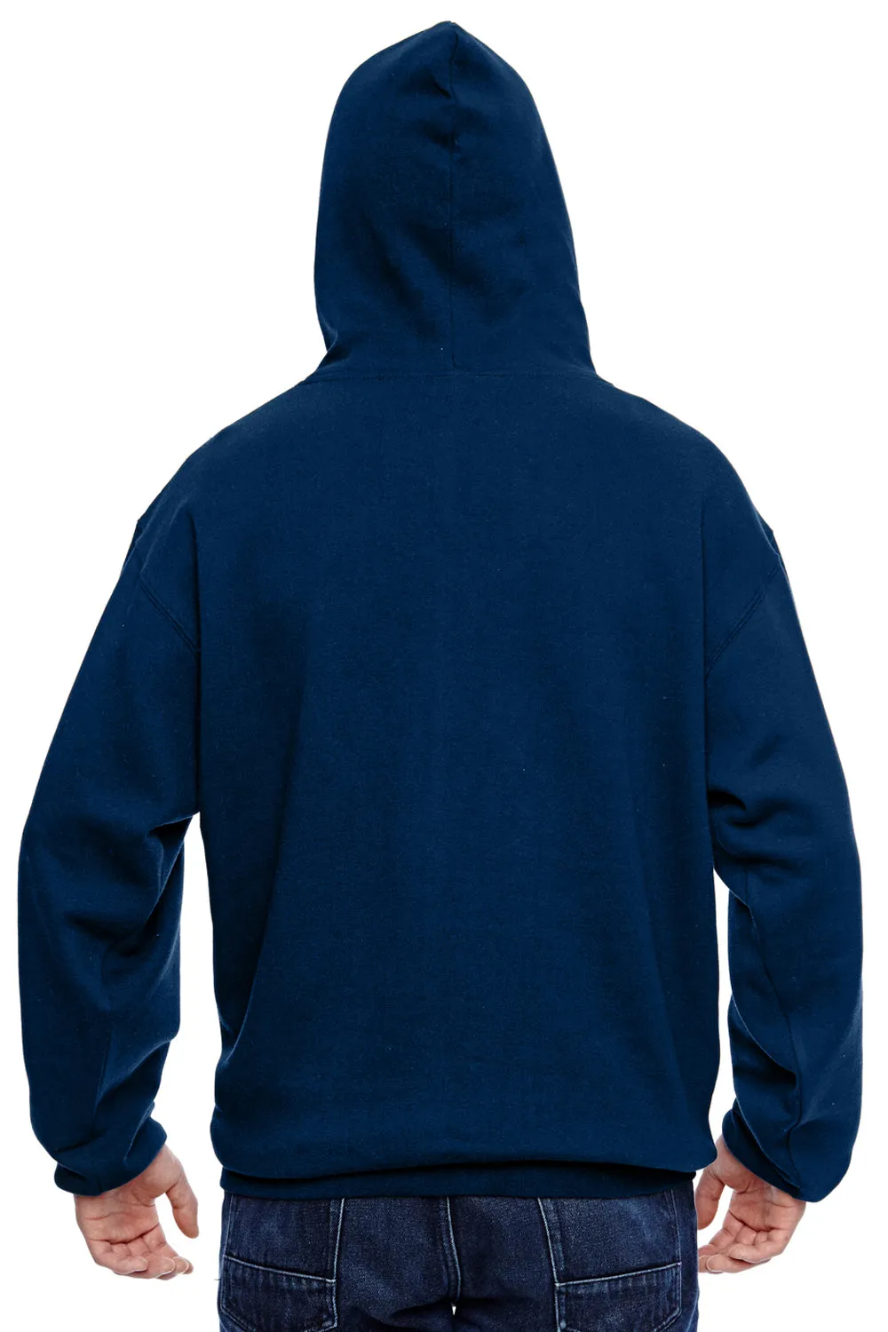 J America Sweat à capuche en polaire pour hommes avec poche kangourou - Bleu marine