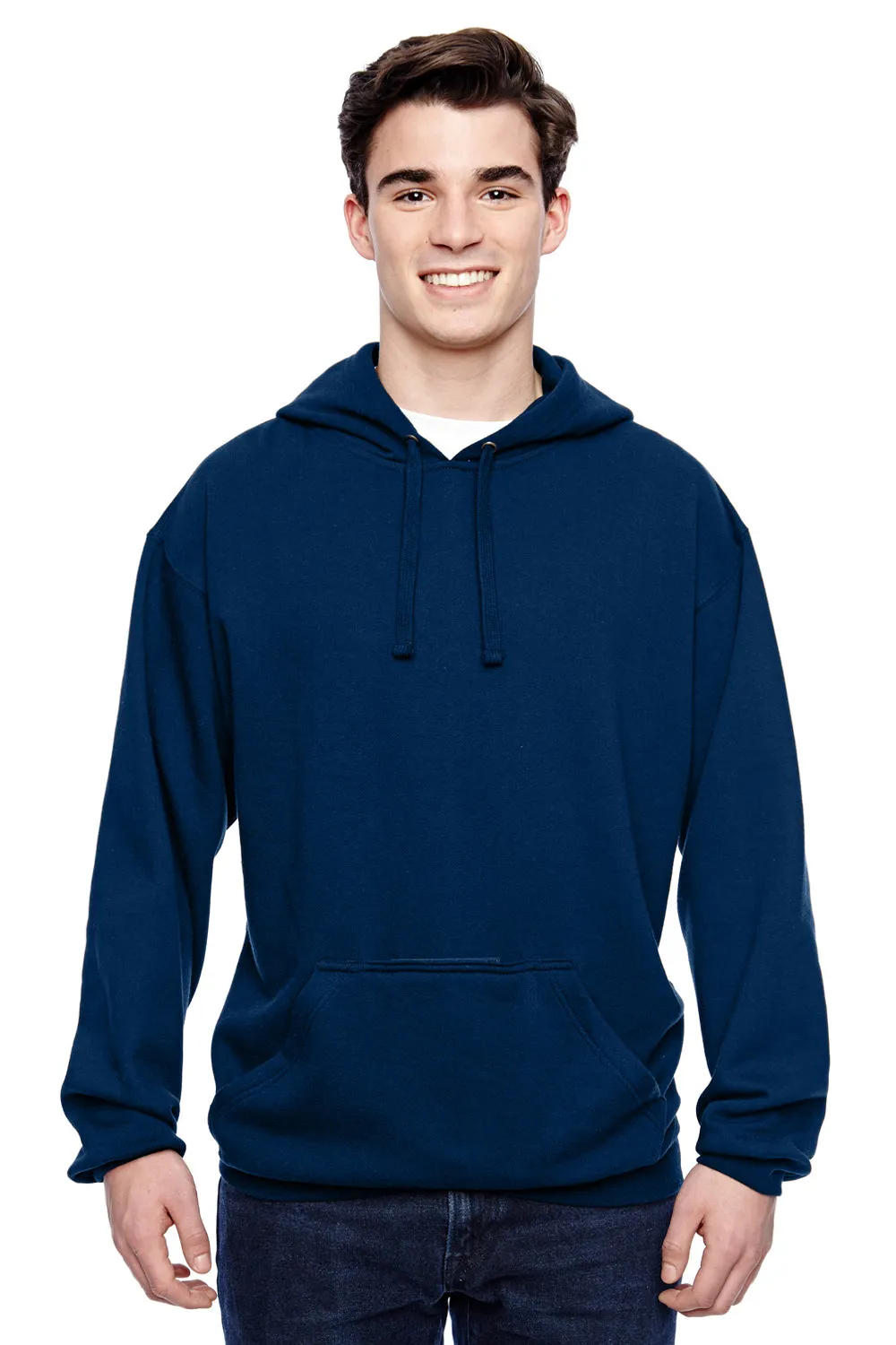 J America Sweat à capuche en polaire pour hommes avec poche kangourou - Bleu marine