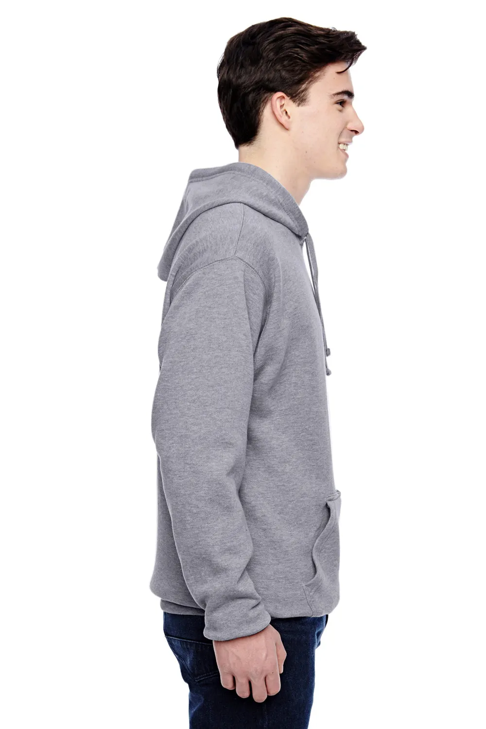 J America Sweat à capuche en polaire pour hommes avec poche kangourou - Gris Oxford