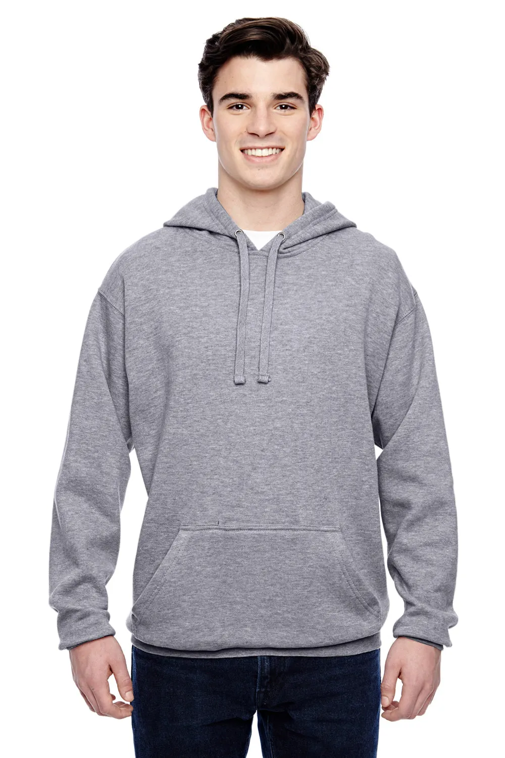 J America Sweat à capuche en polaire pour hommes avec poche kangourou - Gris Oxford