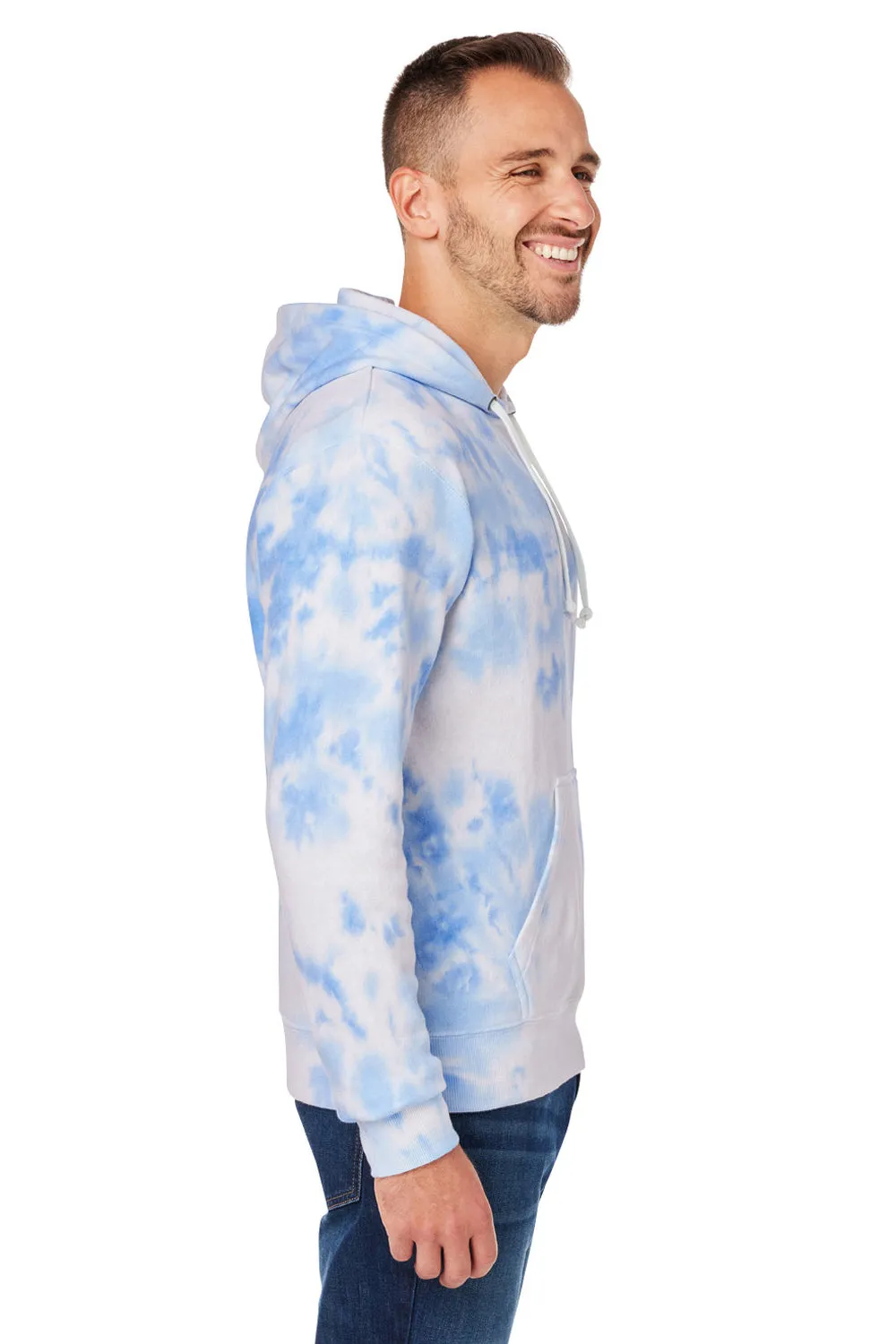 J America Sweat à capuche pour hommes avec teinture tie-dye et poche kangourou - Bleu pervenche