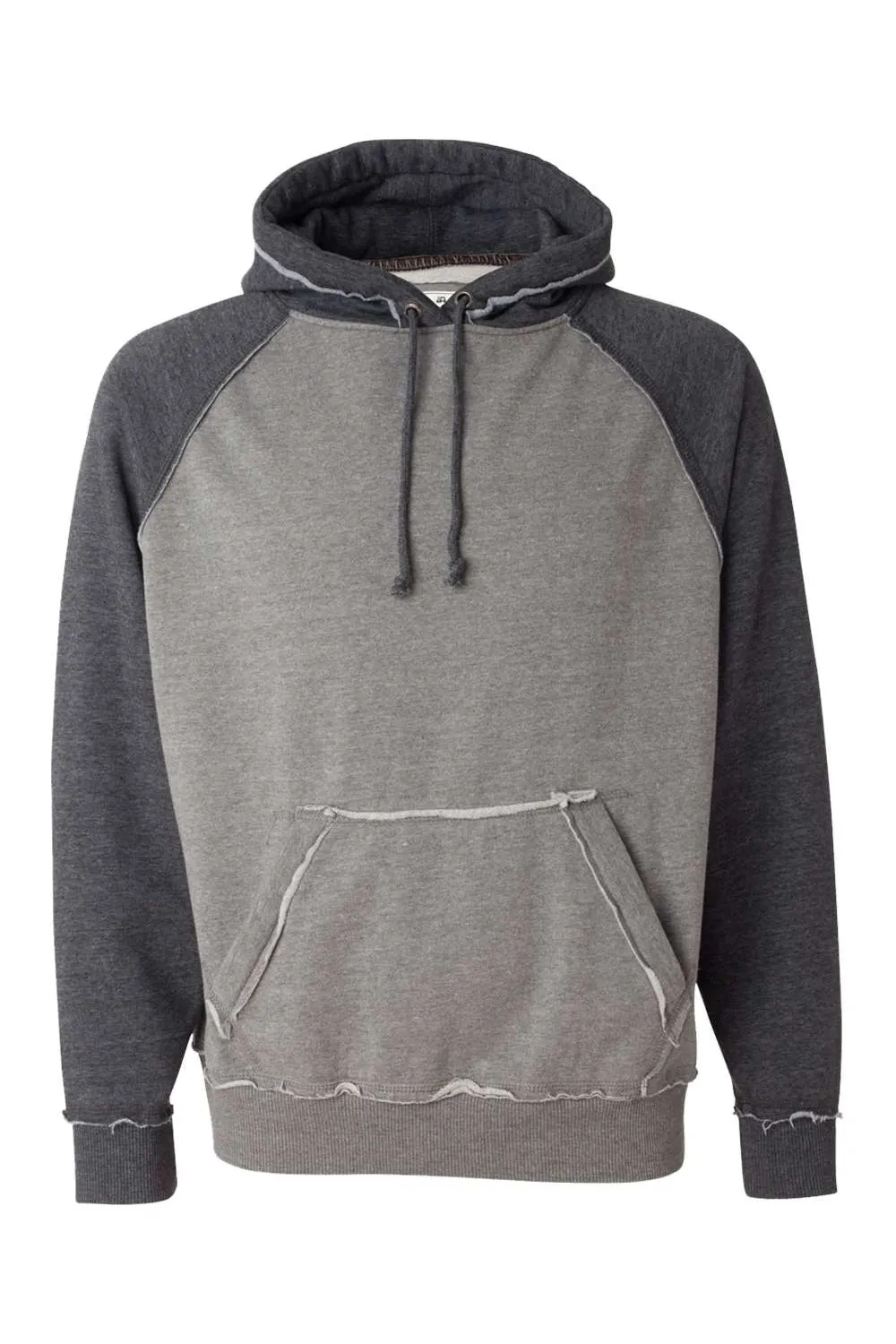 J America Sweat à capuche vintage pour hommes avec poche kangourou - Gris fumée/Gris anthracite