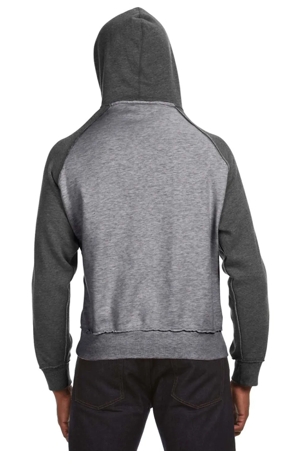 J America Sweat à capuche vintage pour hommes avec poche kangourou - Gris fumée/Gris anthracite