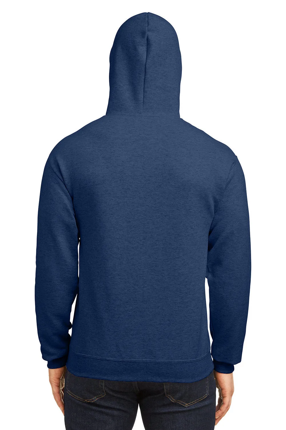 Jerzees Sweat à capuche pour hommes en polaire NuBlend résistant aux boulettes avec poche kangourou - Bleu indigo chiné/Blanc - Liquidation