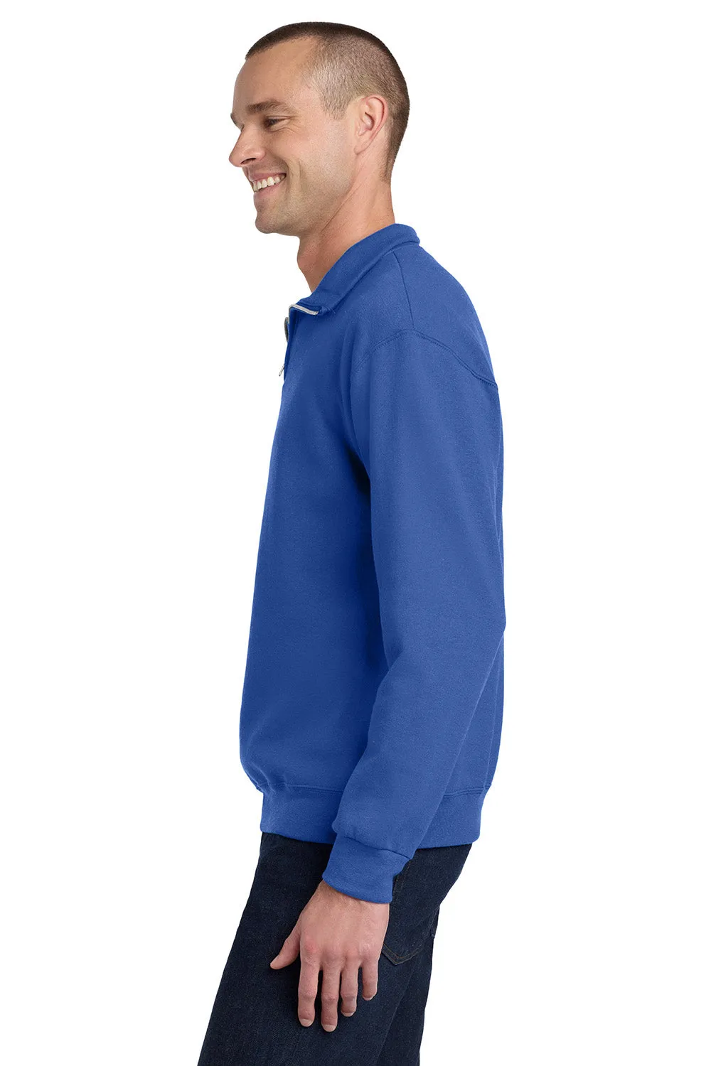 Pull en polaire résistant aux boulettes Jerzees pour hommes NuBlend à zip 1/4 - Bleu royal