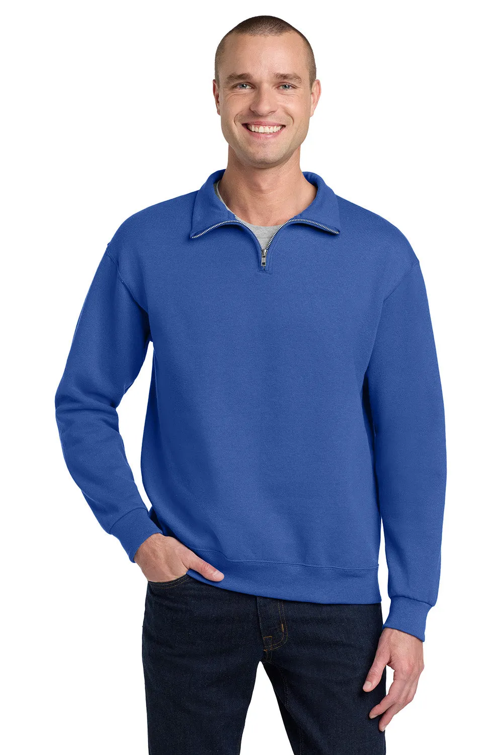 Pull en polaire résistant aux boulettes Jerzees pour hommes NuBlend à zip 1/4 - Bleu royal