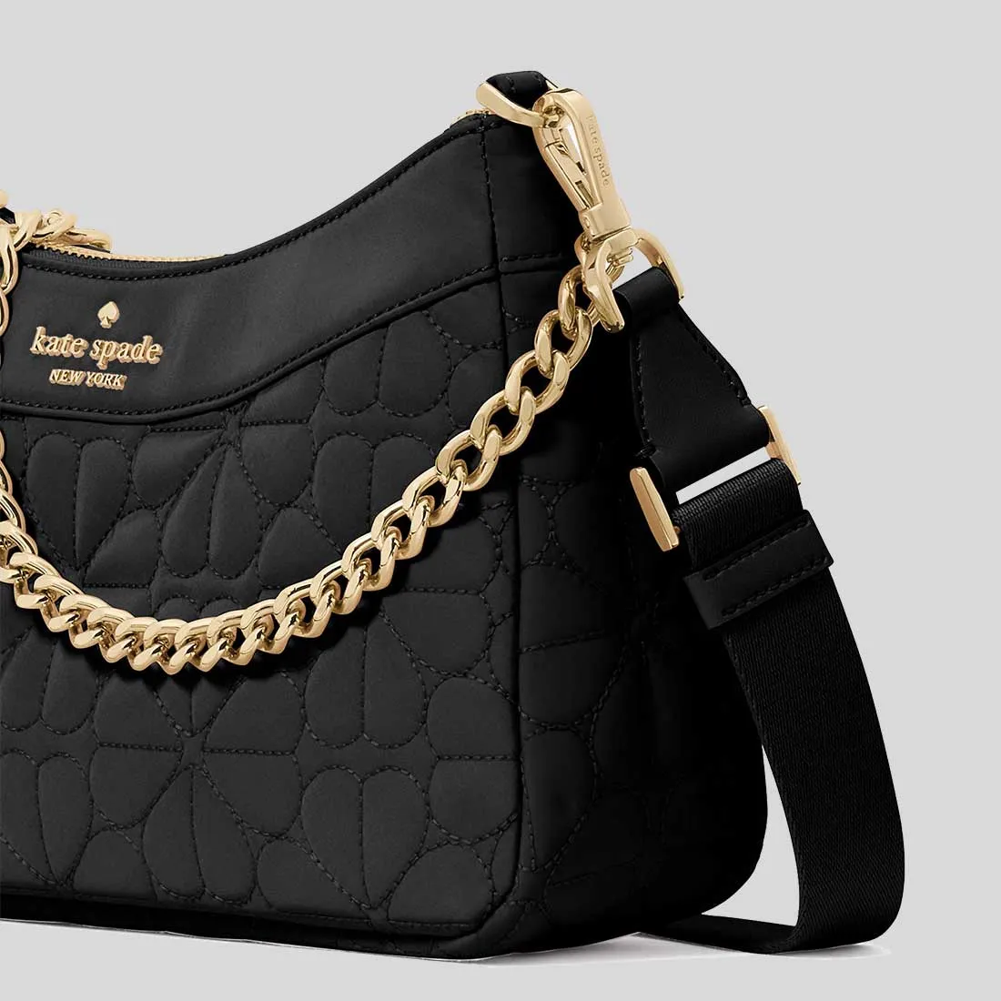 Sac Kate Spade KATE SPADE Sac Bandoulière Convertible en Tissu Matelassé Fleuri Noir KK077
