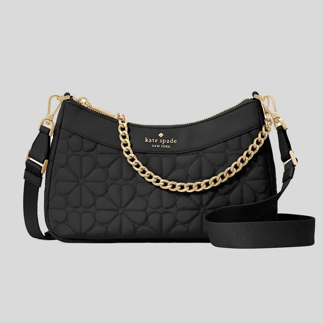 Sac Kate Spade KATE SPADE Sac Bandoulière Convertible en Tissu Matelassé Fleuri Noir KK077
