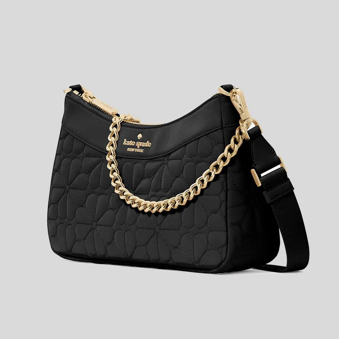 Sac Kate Spade KATE SPADE Sac Bandoulière Convertible en Tissu Matelassé Fleuri Noir KK077