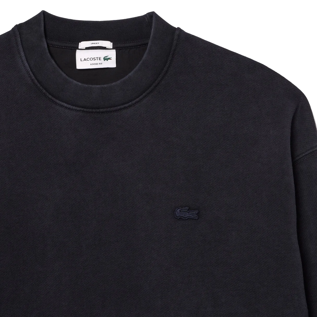 Lacoste Sweat-shirt à effet lavé coupe loose en polaire noir