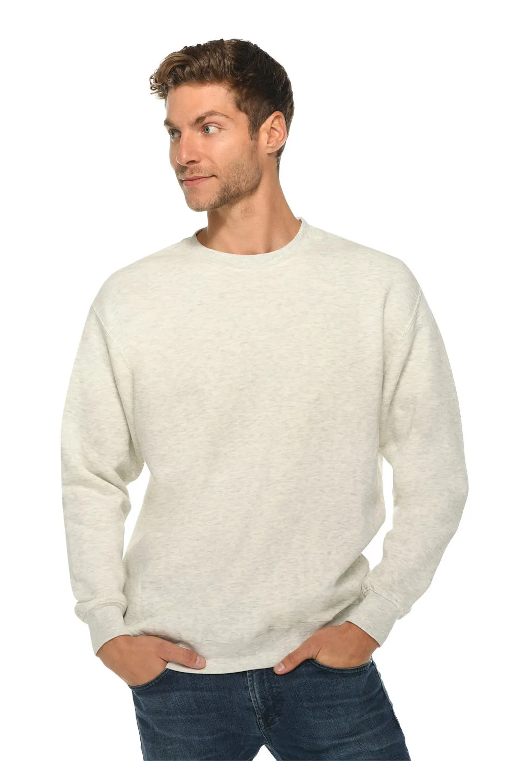 Pull à col rond premium pour hommes Lane Seven - Gris chiné oatmeal